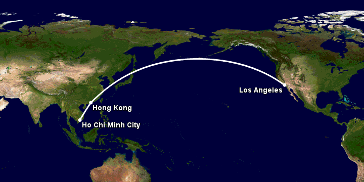 Bay từ Sài Gòn đến Los Angeles qua Hồng Kông