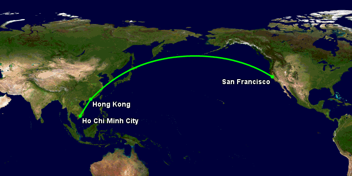 Bay từ Sài Gòn đến San Francisco qua Hong Kong