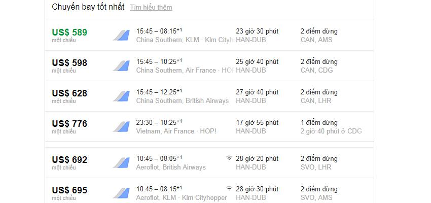 ve may bay di ireland